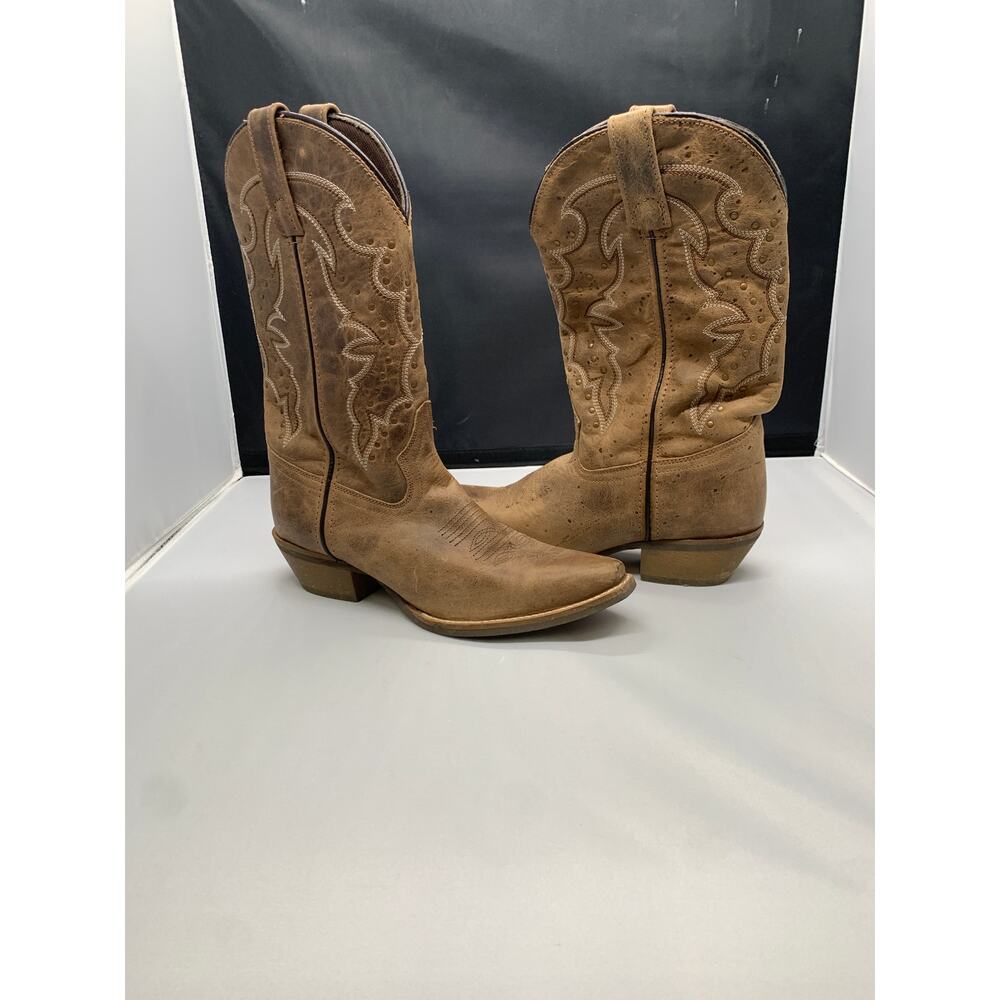 Rawhide Womens 12in Nailheads Tan Leather Boots US 7.5